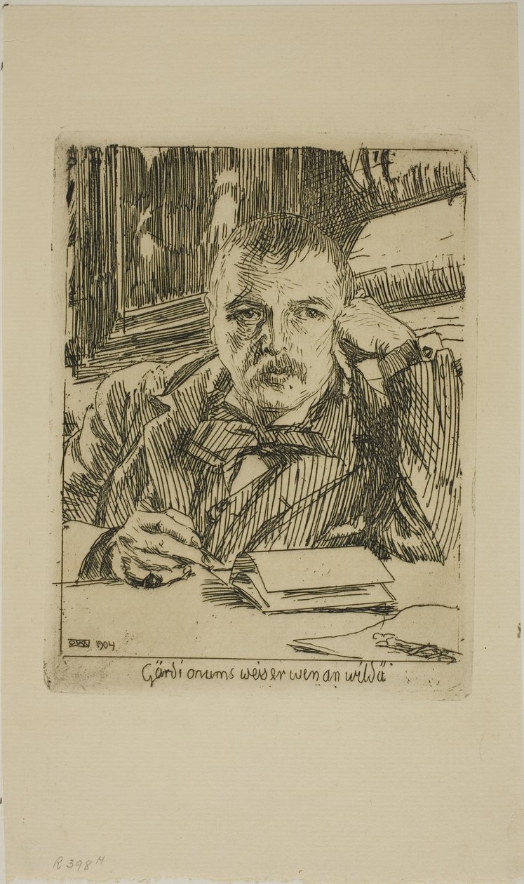 Självporträtt med inskription av Anders Leonard Zorn