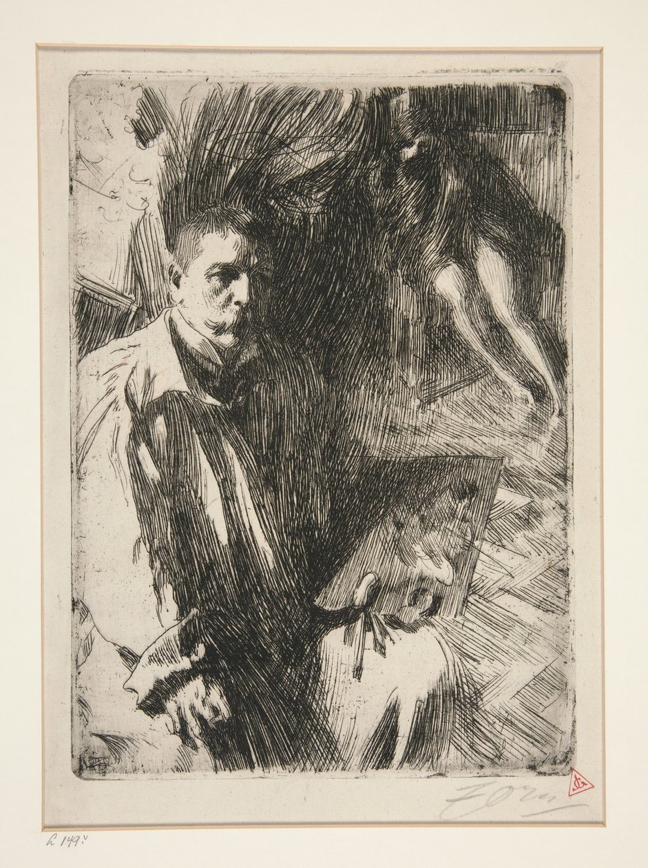 Självporträtt med modell II av Anders Zorn