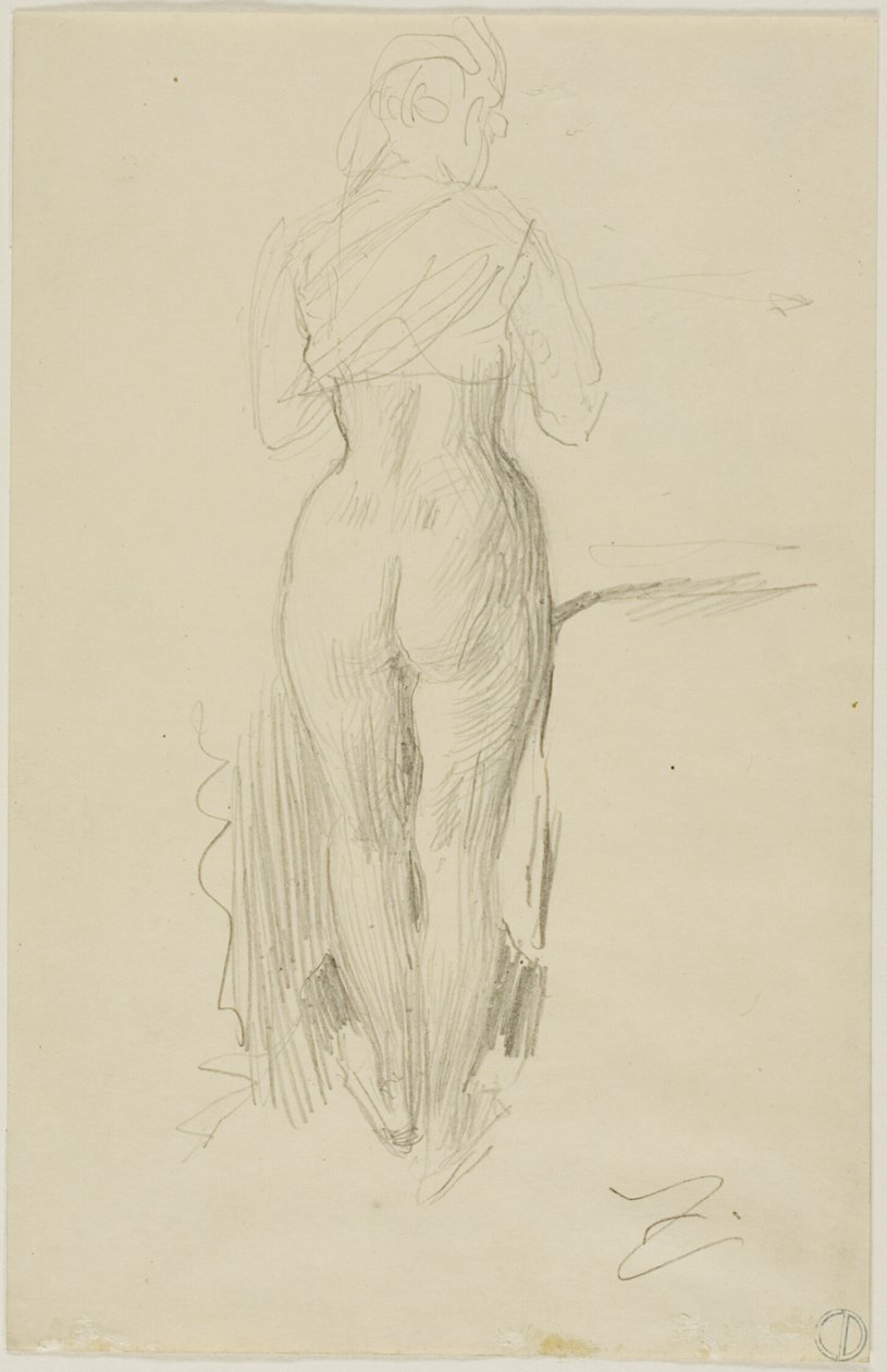 Stående kvinnofigur sedd bakifrån av Anders Zorn