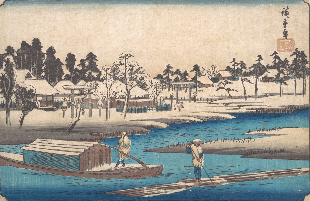 Klart väder efter snö vid Massaki. av Ando Hiroshige