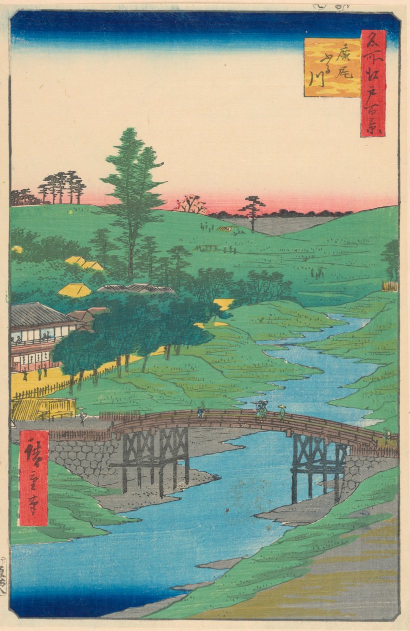 Furukawa River, Hiroo,( Furukawa Hiroo) Från serien Hundra berömda utsikter över Edo av Ando Hiroshige