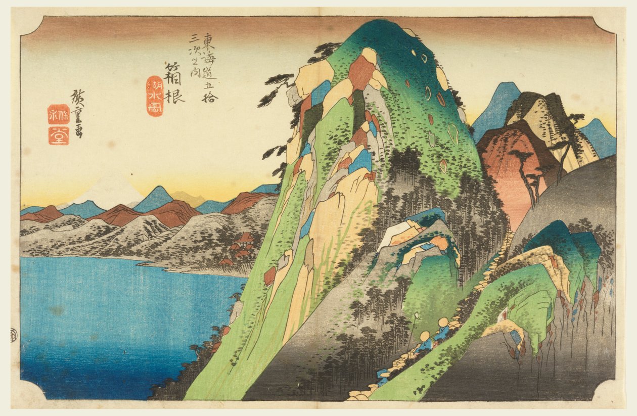 Hakone hår, medlem av femtiotre S tachi ljud s av te urbanity lägre d av Ando Hiroshige