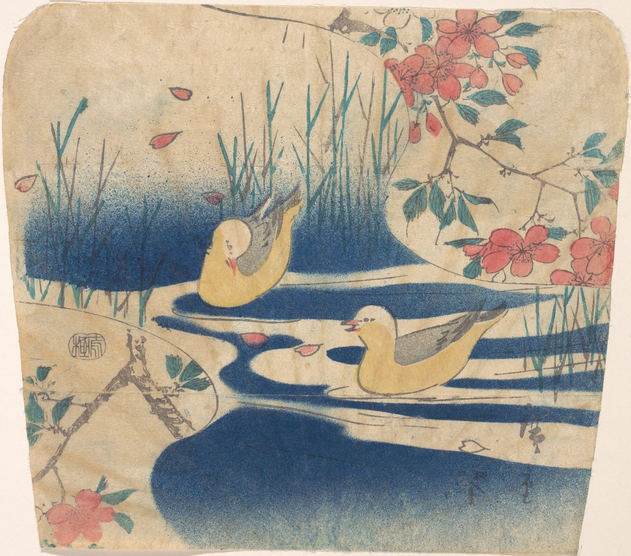 Huvmåsar och körsbärsblommor, troligen 1850-62., troligen 1850-62. av Ando Hiroshige