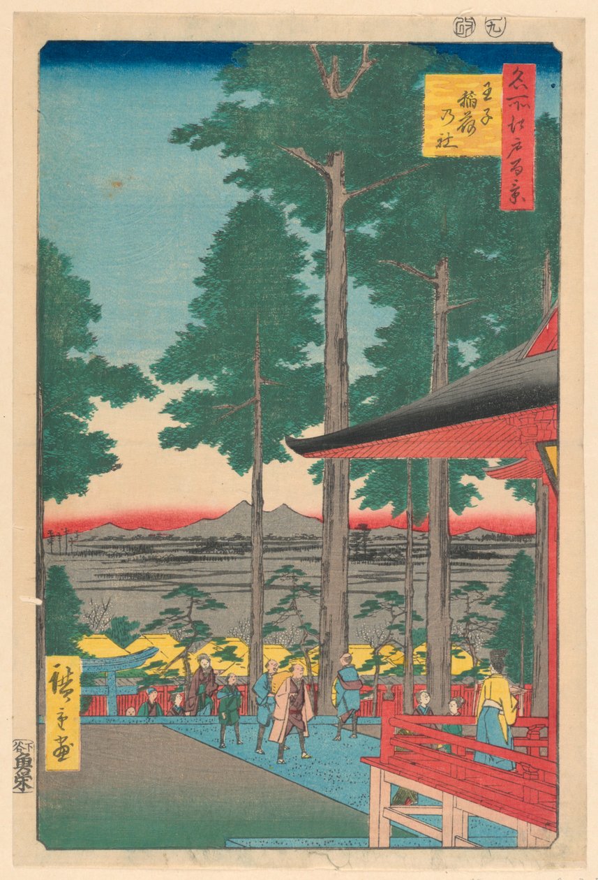 Inari Shrine at Oji (Oji Inari no yashiro) Från serien Hundra berömda vyer av Edo av Ando Hiroshige