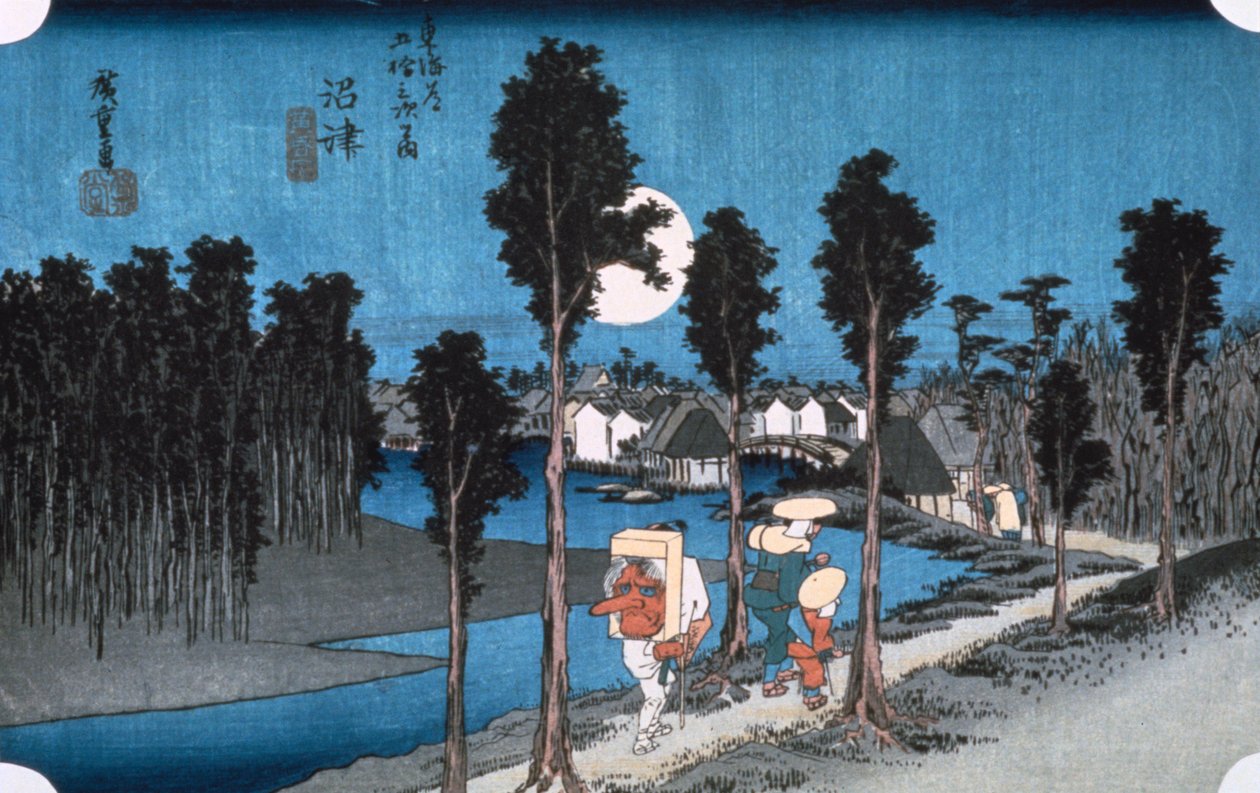 Månen vid Numazu, från 53 stationer i Tokaido, 1832. av Ando Hiroshige