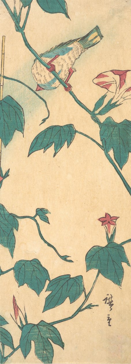 Morgonhärlighet och fågel, 1840-50., 1840-50. av Ando Hiroshige