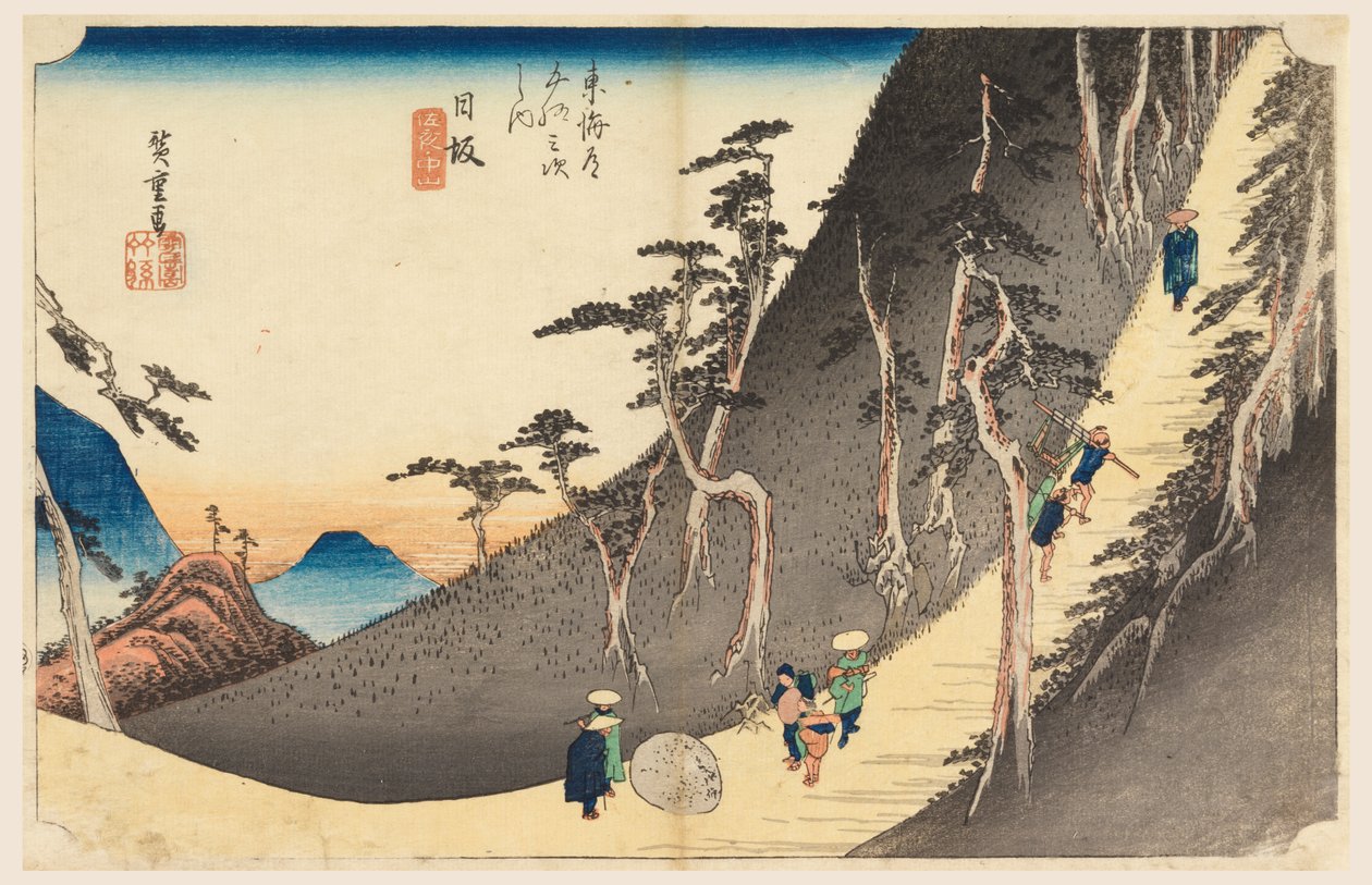 Nissaka, Mordstenen, i de femtiotre stationerna på Tokaidovägen (Tokaido Gojusan Tsugi-no Uchi) av Ando Hiroshige