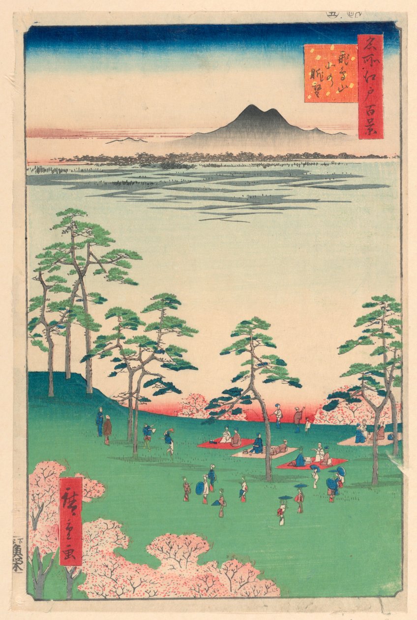 Utsikt norrut från Asuka Hill (Asuka-yama Kita no Chobo) Från serien Hundra berömda vyer av Edo av Ando Hiroshige