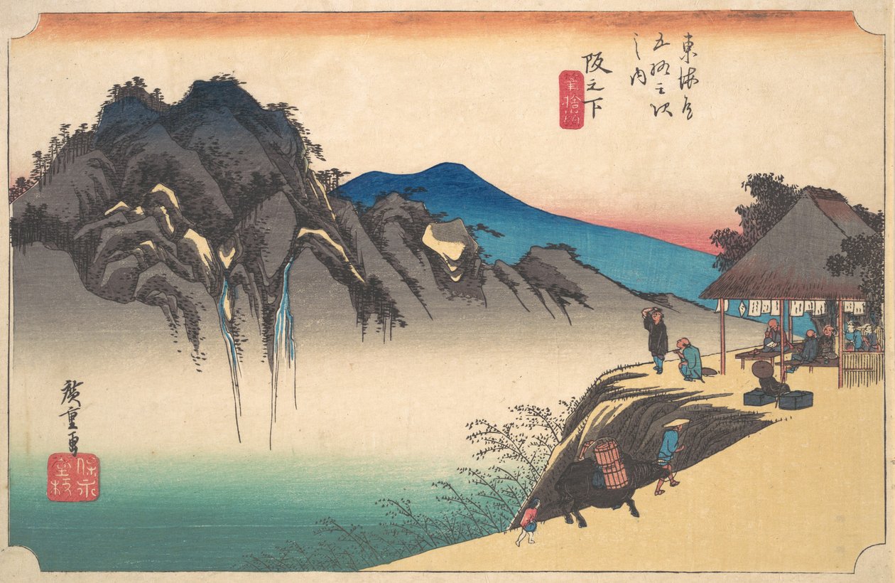 Är det en sluttningstopp? 1834. , mygga. 1834. av Ando Hiroshige