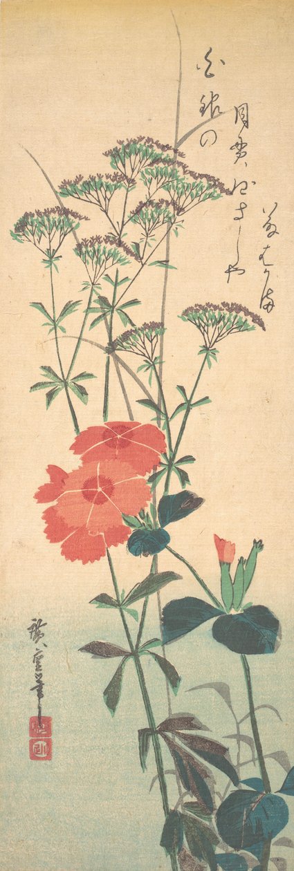 Superb Pinks and Chinese Agrimony, ca. 1836., ca. 1836. av Ando Hiroshige
