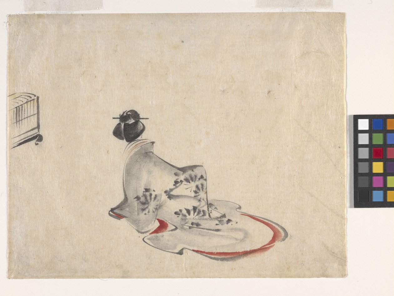 A Woman bowing (bläck och färg på papper) av Ando or Utagawa Hiroshige