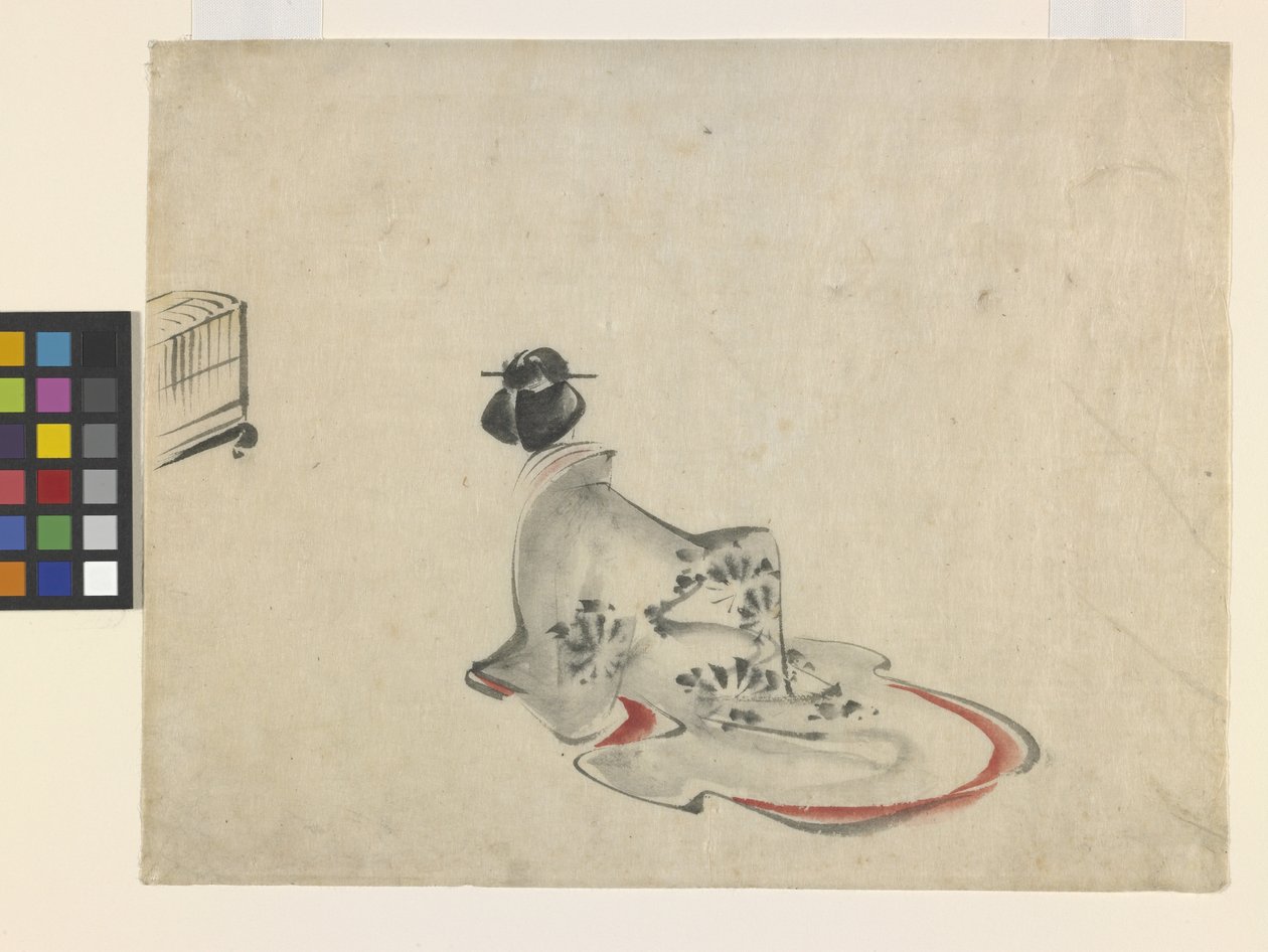 En kvinna som böjer sig (bläck och färg på papper) av Ando or Utagawa Hiroshige