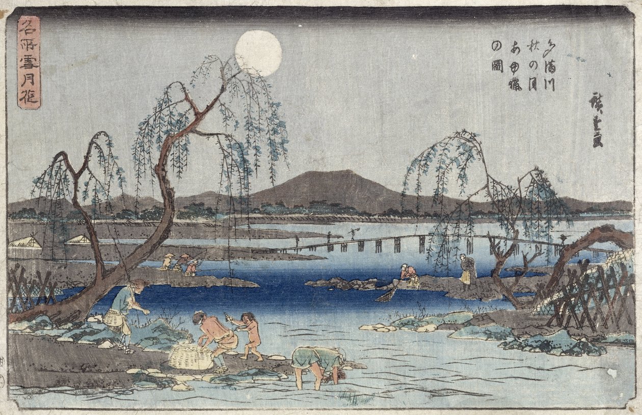 Catching Fish by Moonlight on Tama River, från serien 