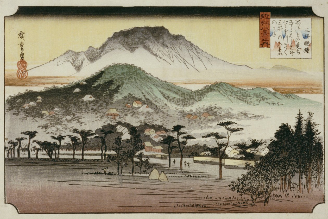 Evening Bell at Mii Temple, från serien "Eight Views of Lake Biwa" av Ando or Utagawa Hiroshige