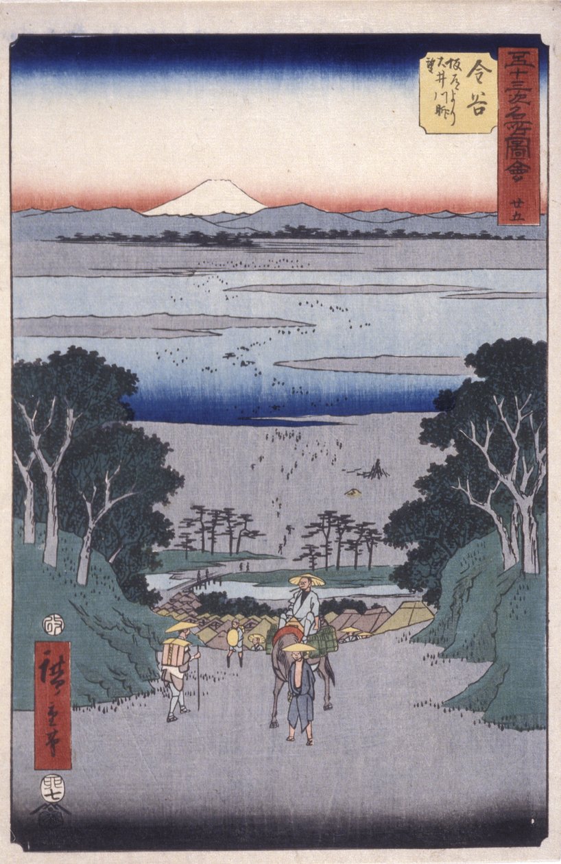 Kanaya (träblock i färg) av Ando or Utagawa Hiroshige