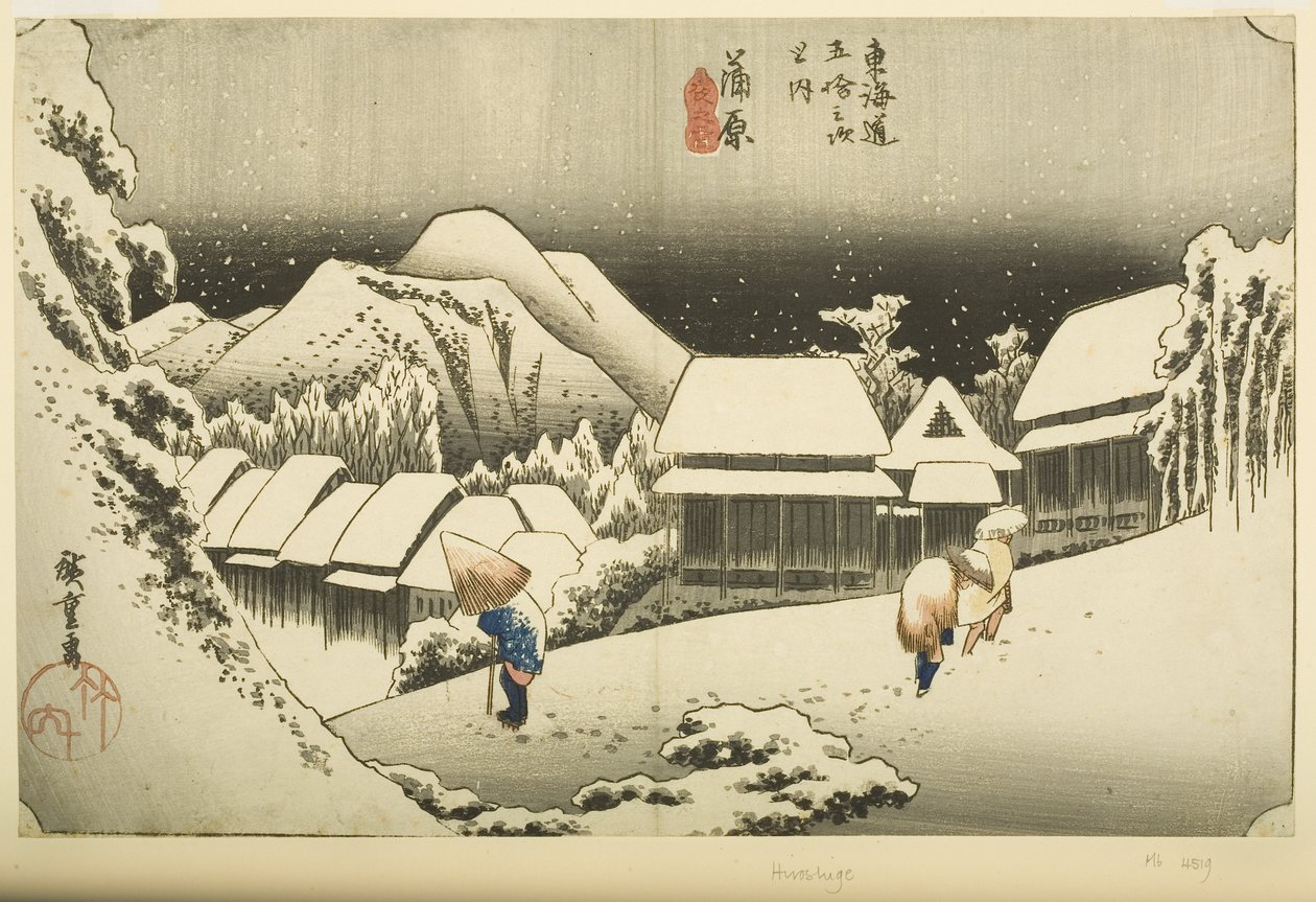 Kanbara: night S w (Kanbara, av Yuki) av Ando or Utagawa Hiroshige