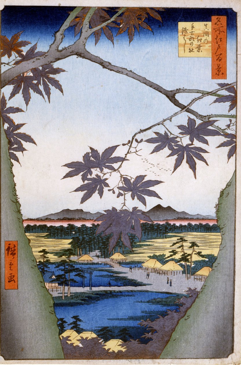 Kartor och Mama med Spak Hand MP Plan d Nästa B Orsak d. 1857. Endast P Hayashi ts av tsw (Utagawa) Hiroshige (1797-1858). av Ando or Utagawa Hiroshige