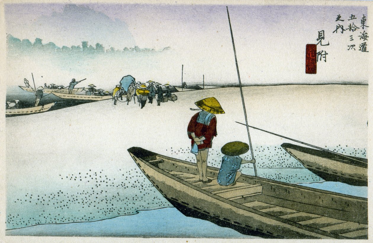 Mitsuke på Tokaido-vägen (29:a stationen), ca 1900 (träsnitt) av Ando or Utagawa Hiroshige