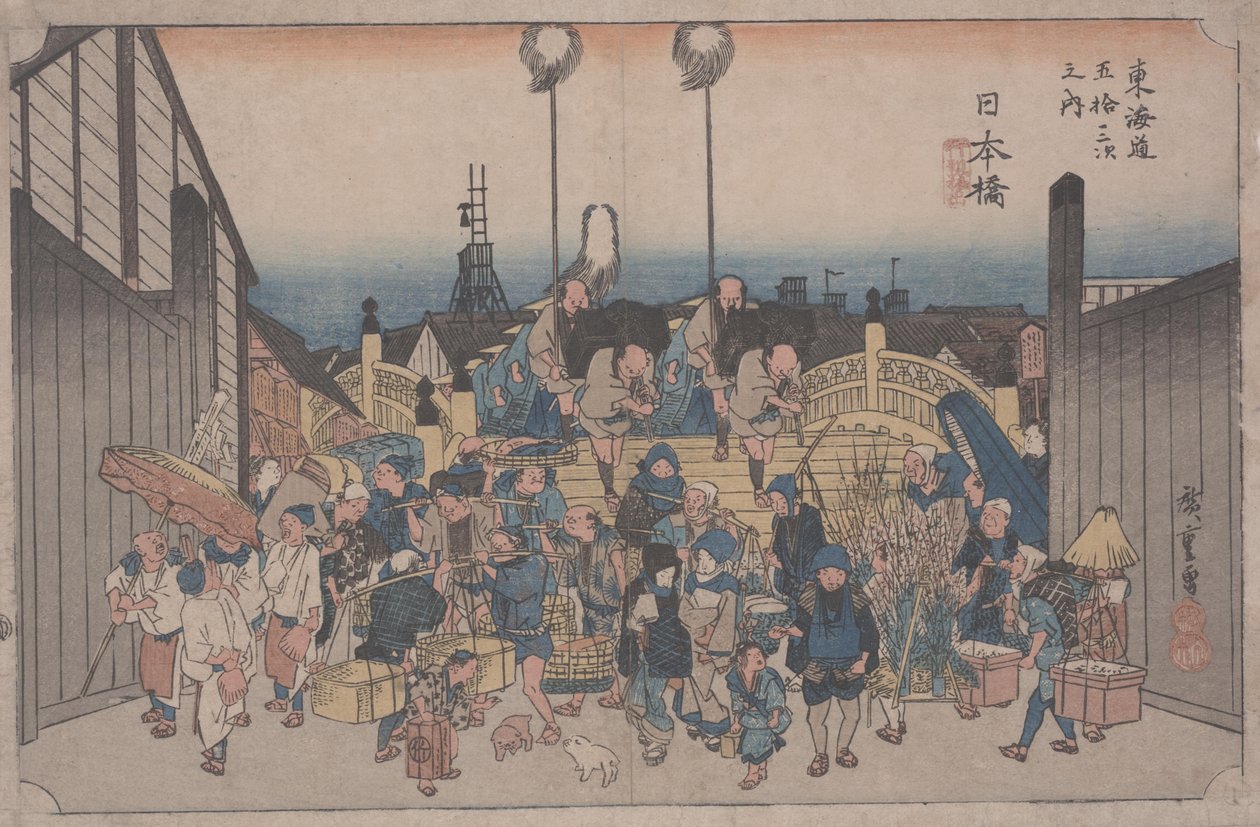 Morgonscen av Ando or Utagawa Hiroshige