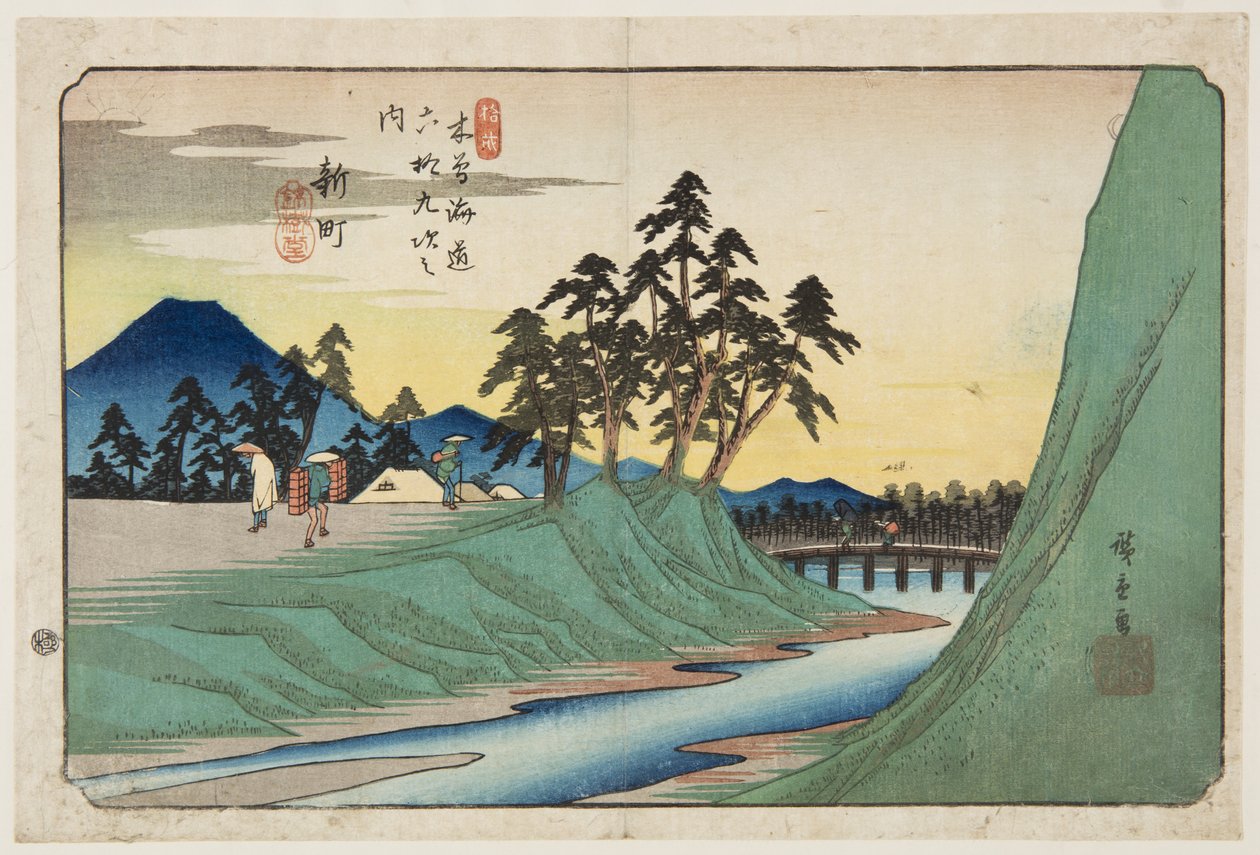 Nr 12, Shinmachi (trätryck i färg) av Ando or Utagawa Hiroshige