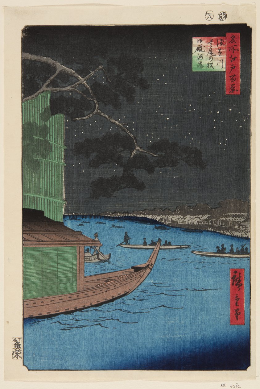 Pineo f Sutsu kontaktens plan d Asakusa River (Matsu häst och svältdöd för Asakusa flodförsvar) av Ando or Utagawa Hiroshige