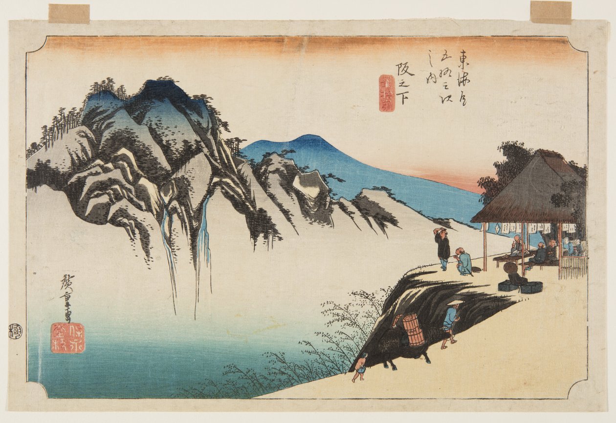 Sakashita: Fudette Mine (Sakashita, Fudete Mine) (Detta är en databas) av Ando or Utagawa Hiroshige