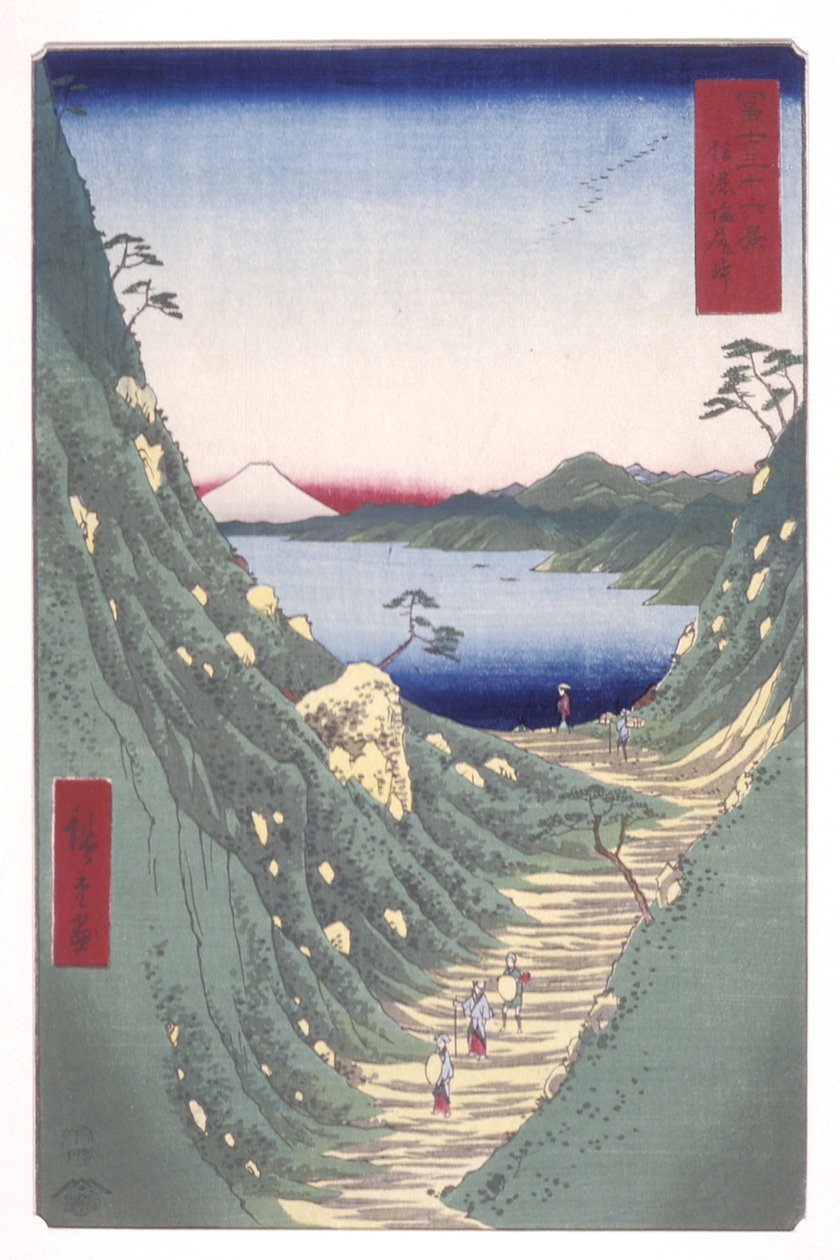 Shiojiri Pass i Shinano-provinsen (Shinano Shiojirit?ge) (trätryck i färg) av Ando or Utagawa Hiroshige