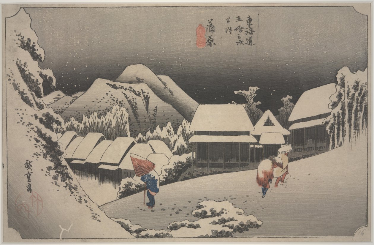 Snö på natten av Ando or Utagawa Hiroshige