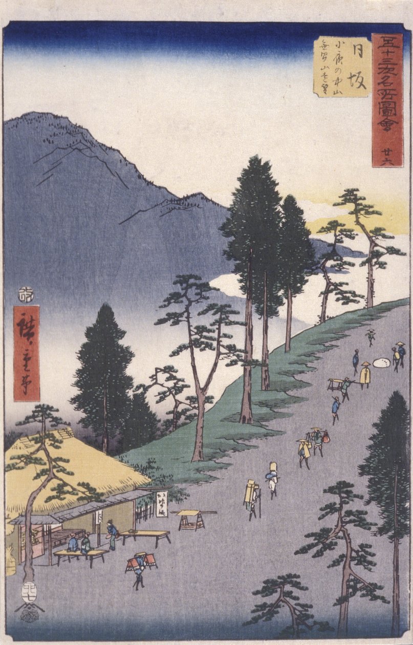 Station 26, Nissaka (trätryck i färg) av Ando or Utagawa Hiroshige