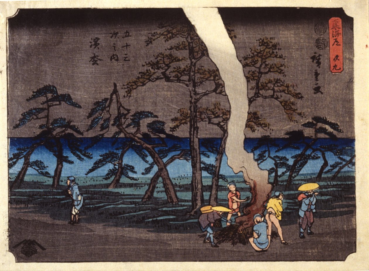 Station 30, Hamamatsu (trätryck i färg) av Ando or Utagawa Hiroshige