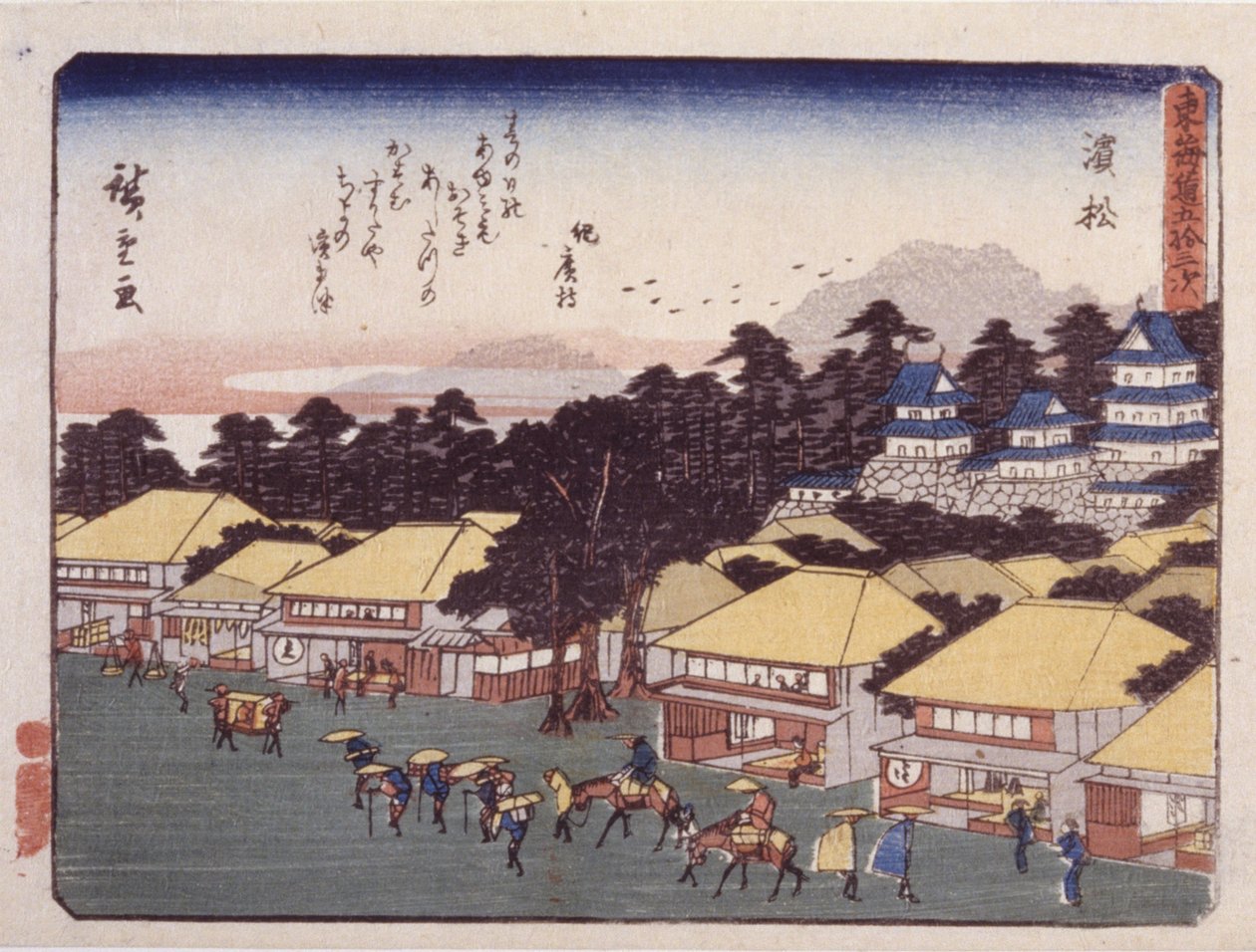 Station 30, Hamamatsu (trätryck i färg) av Ando or Utagawa Hiroshige