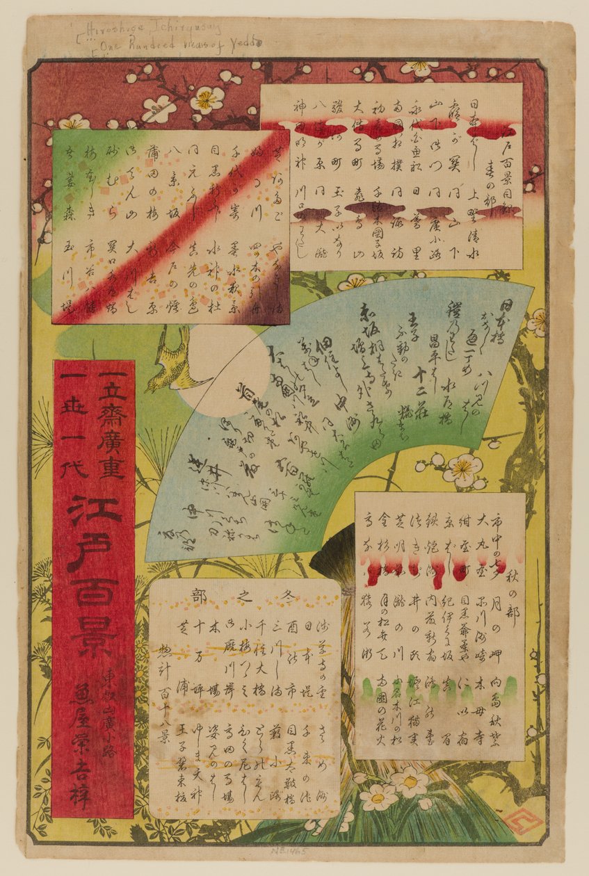 Innehållsförteckning, från One Hundred Famous Views of Edo av Ando or Utagawa Hiroshige