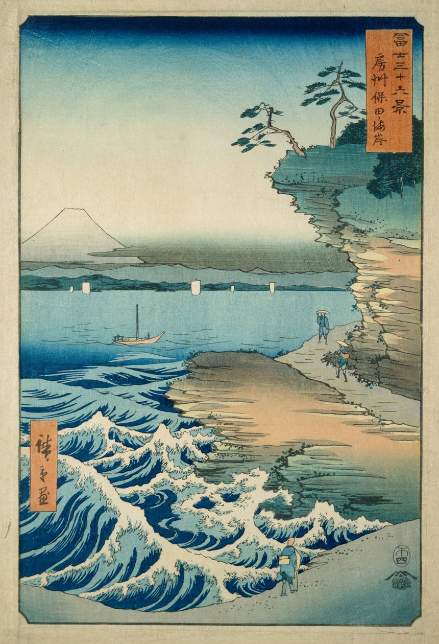 Kusten vid Hota i Awa-provinsen av Ando or Utagawa Hiroshige