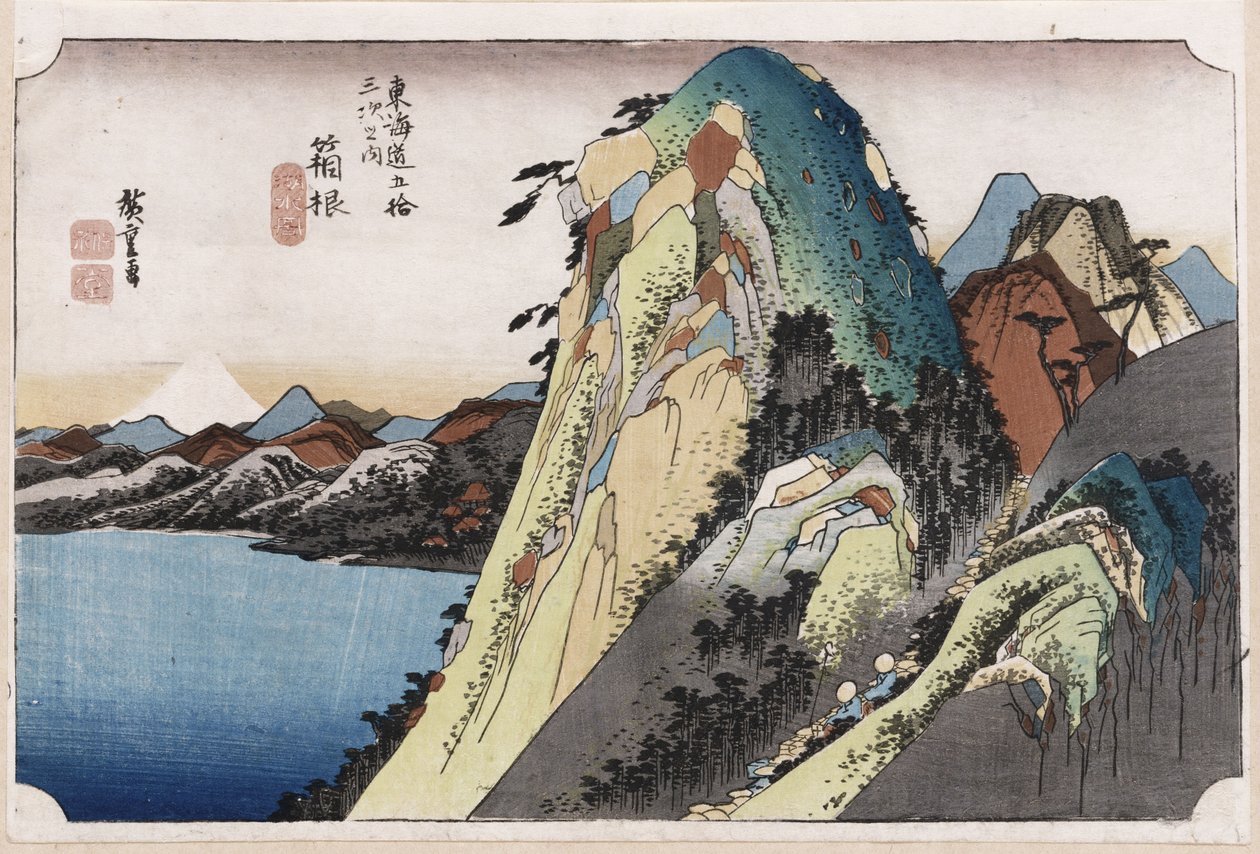 Sjön vid Hakone, från "Fifty-Three Stations of the Tokaido" av Ando or Utagawa Hiroshige