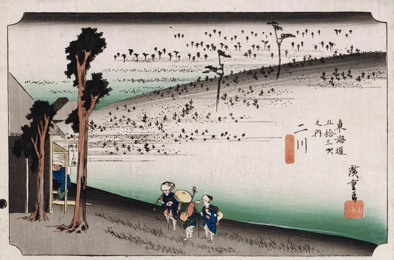 The Monkey Plateau, Futagawa, från serien "The Fifty-Three Stations of the Tokaido" av Ando or Utagawa Hiroshige