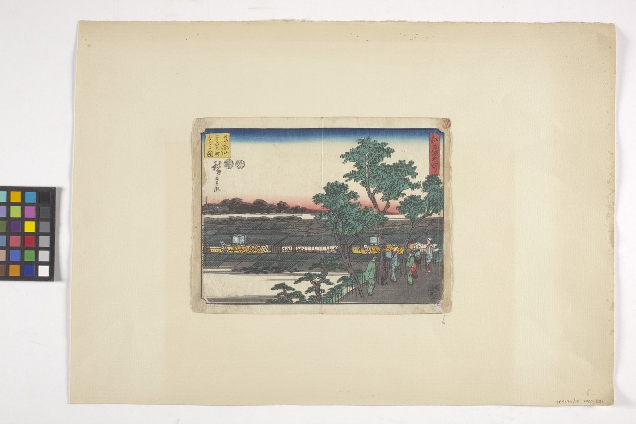 Utsikt över Saruwakacho från Matsuchiyama (träsnitt i färg) av Ando or Utagawa Hiroshige
