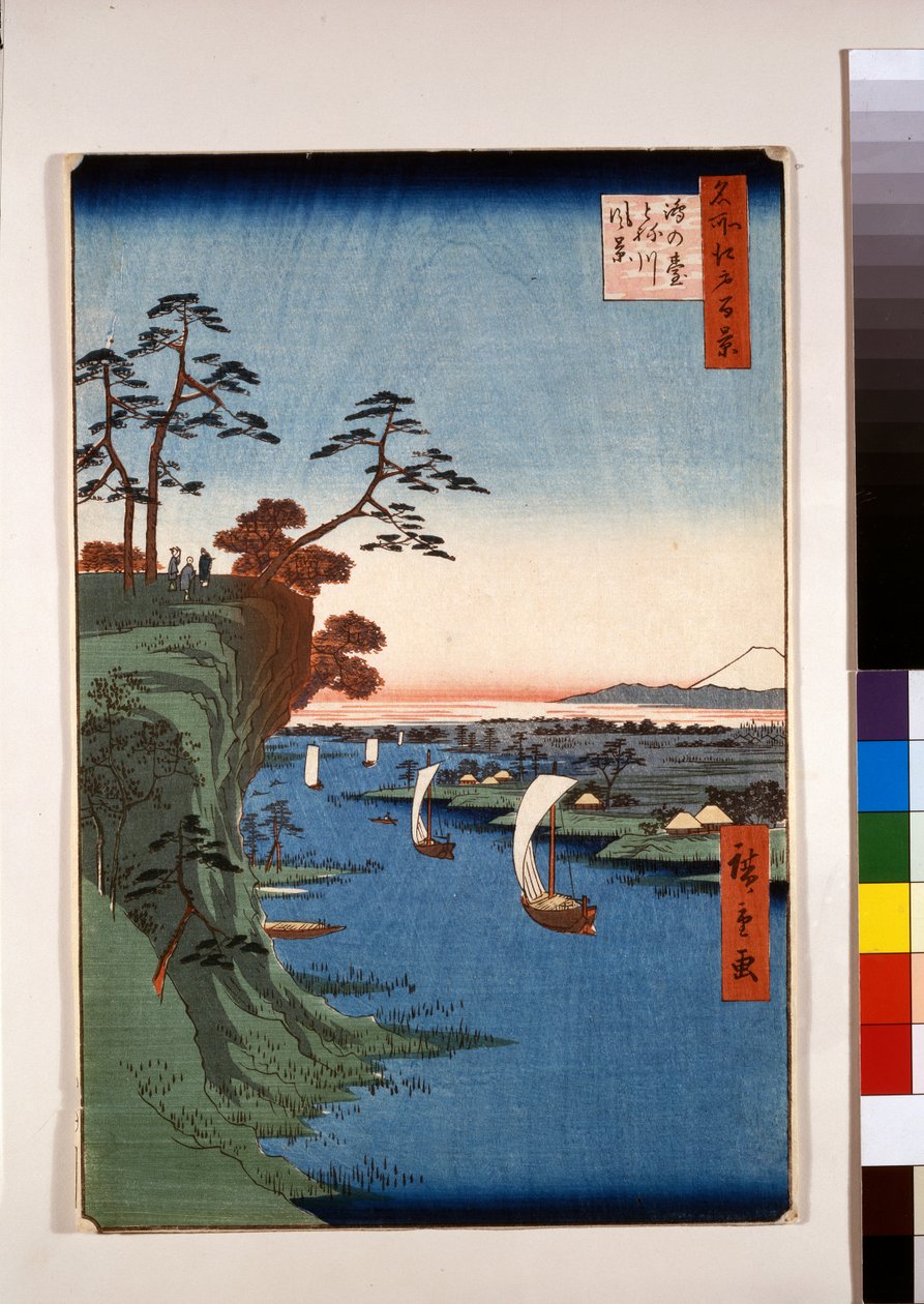 Utsikt över Konodai och floden Tone av Ando or Utagawa Hiroshige