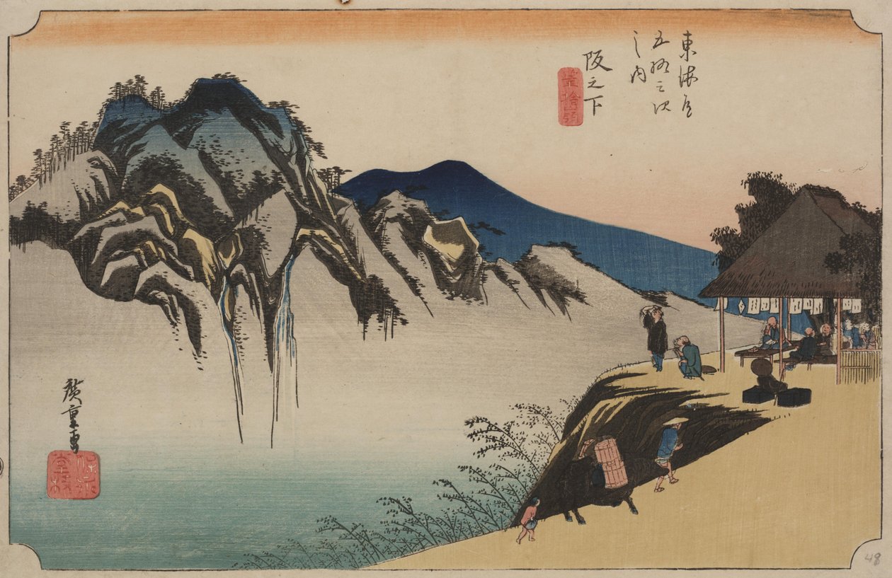 Utsikt över berget Fudesute av Ando or Utagawa Hiroshige