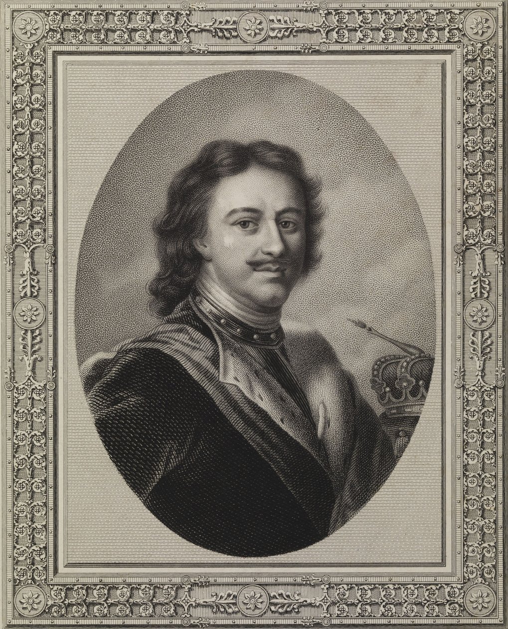Peter der Große. Radierung. (Exemplar aus der Sammlung des Grafen Narischkin) av André Joseph Mécou
