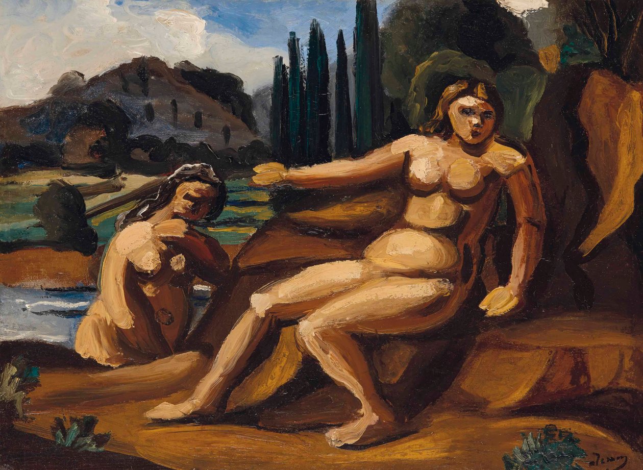 TVÅ BADANDE I ETT LANDSKAP av Andre Derain