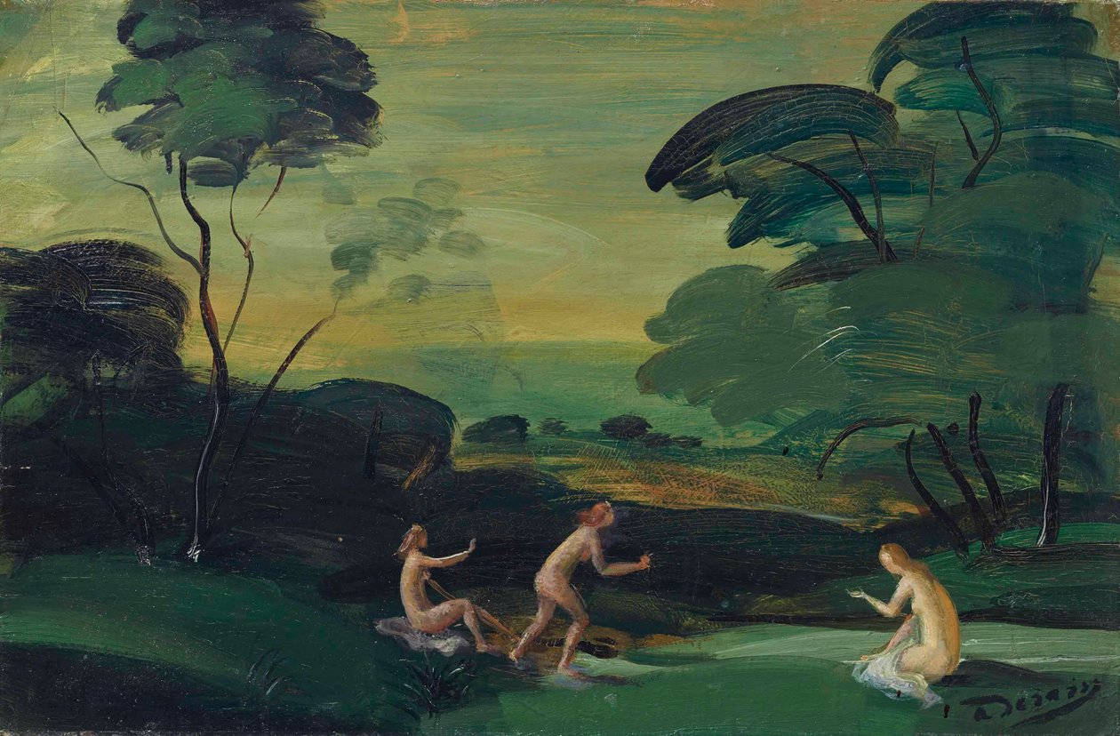 Tre nymfer badar av Andre Derain