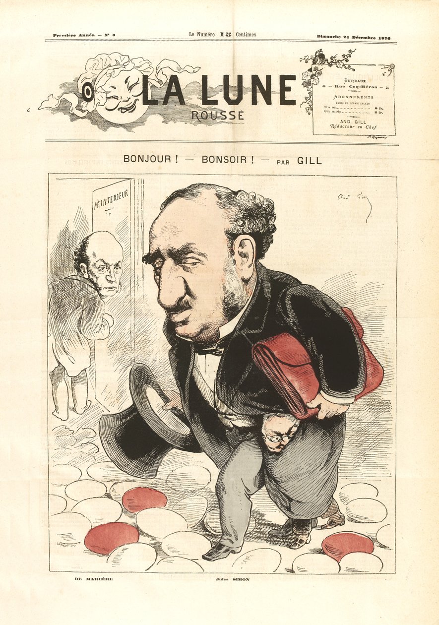 André Gill - Hej! God kväll! - Den röda månen (24 december 1876) av Andre Gill