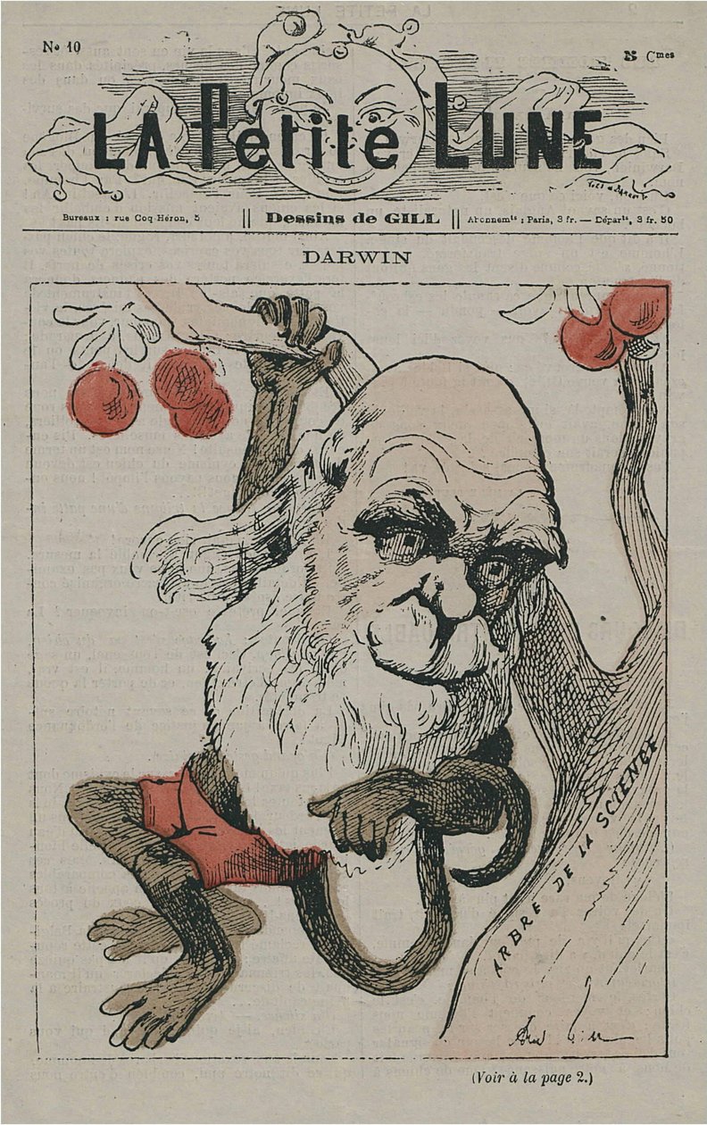 Darwin som apa på La Petite Lune av Andre Gill