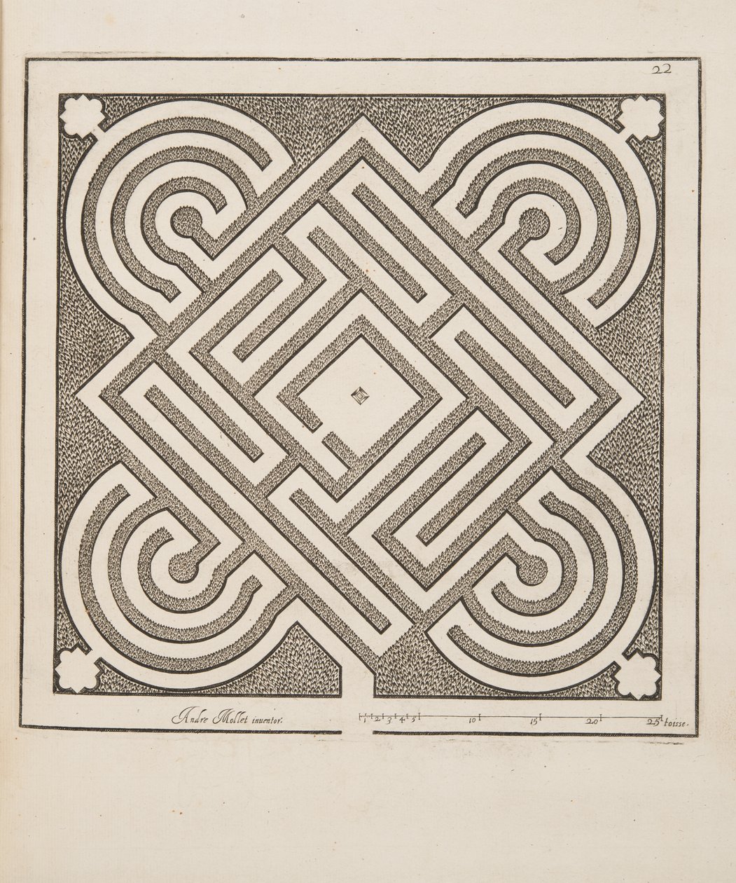 Design för Parterre, från Theatre des Plans et Jardinages, pub.1652 (gravyr) av André Mollet