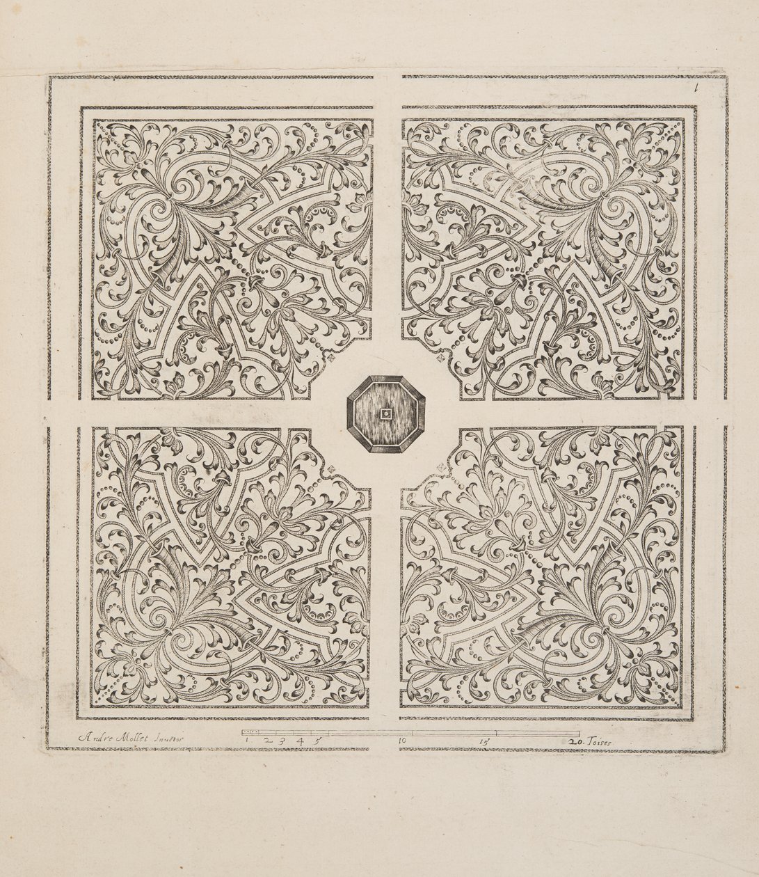 Design för Parterre, från Theatre des Plans et Jardinages, pub.1652 (gravyr) av André Mollet