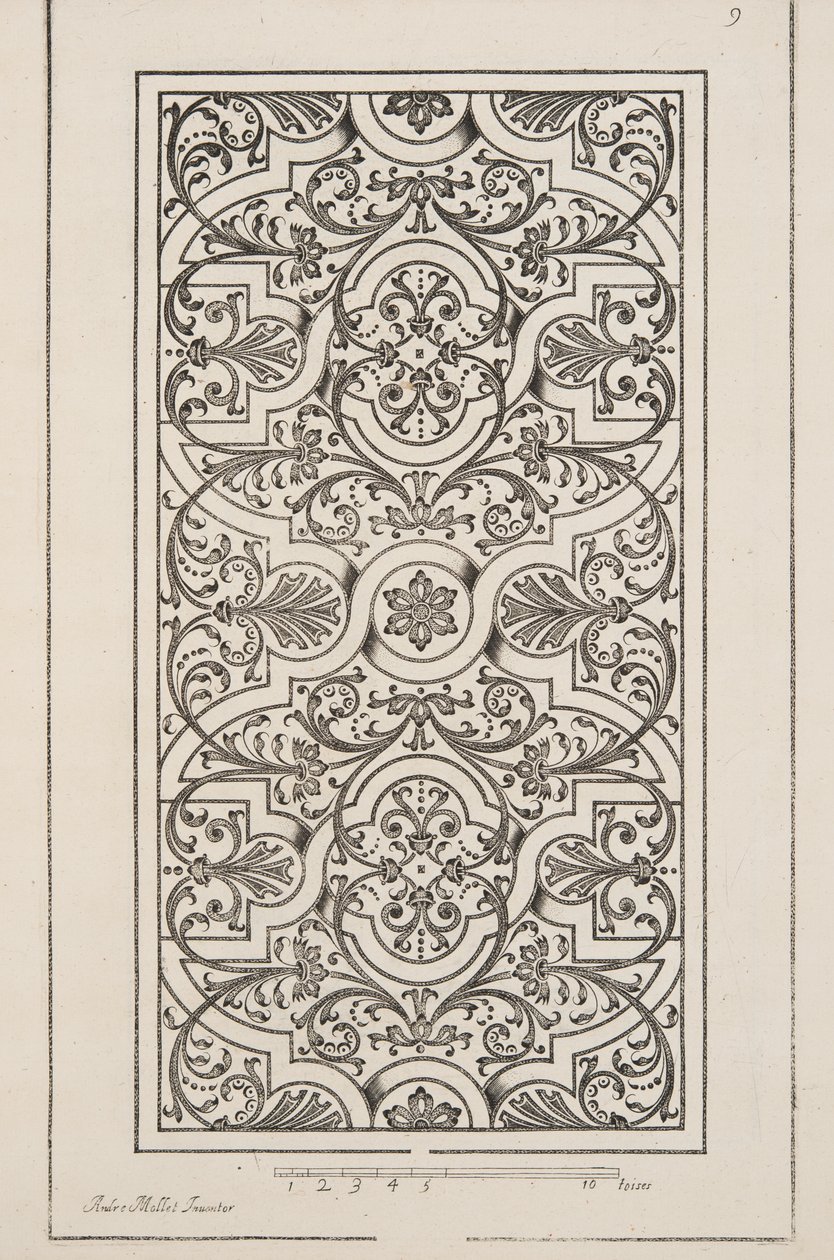 Design för Parterre, från Theatre des Plans et Jardinages, pub.1652 (gravyr) av André Mollet