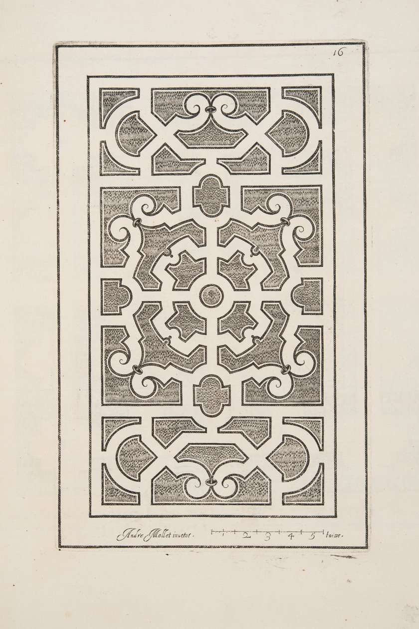 Design för Parterre, från Theatre des Plans et Jardinages, pub.1652 (gravyr) av André Mollet