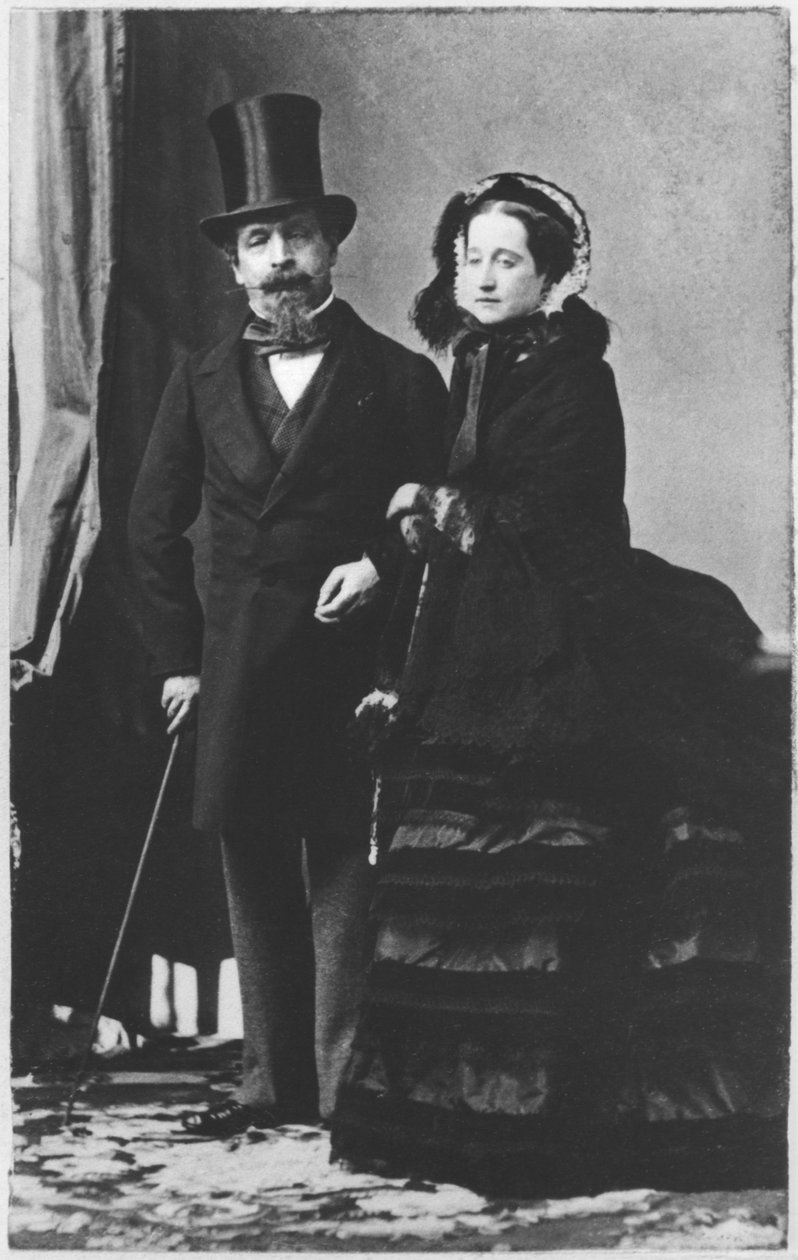 Kejsar Napoleon III och kejsarinnan Eugenie, ca 1865 (sepiafotografi) av Andre Adolphe Eugene Disderi