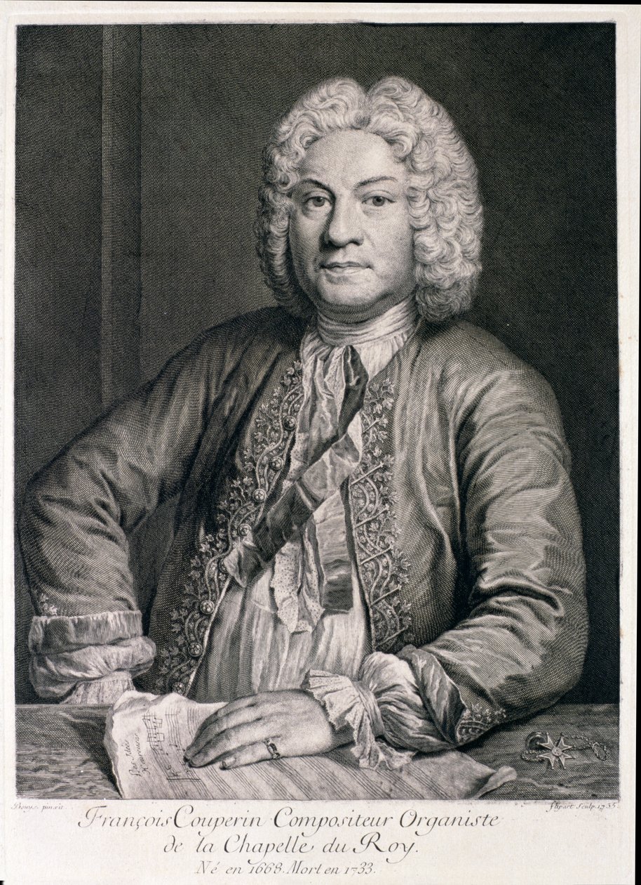 Francois Couperin (1668-1733) graverad av Flipart av Andre Bouys