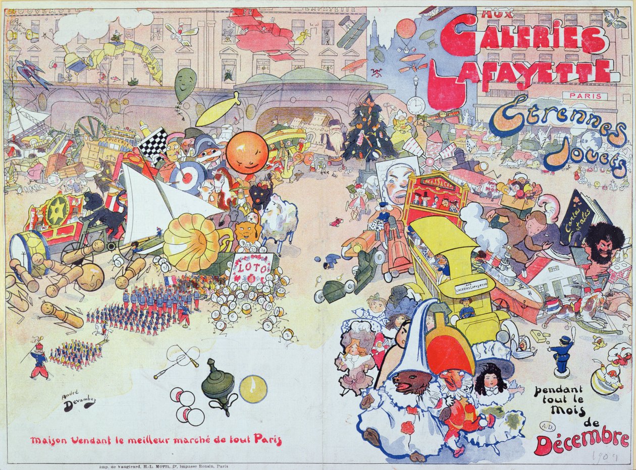 Reklam för julklappar från "Galeries Lafayette", december 1909 av Andre Devambez